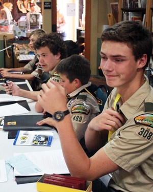 photo of scouts in class